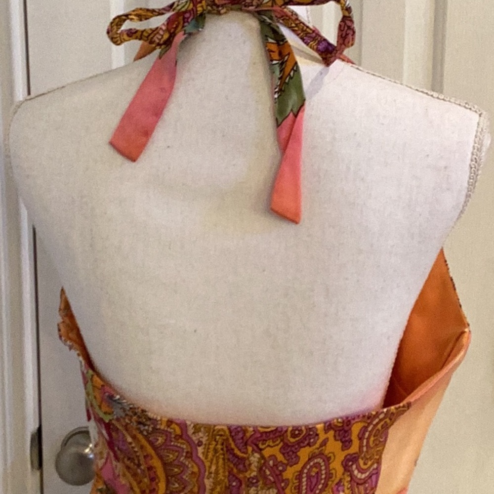 Cache Vintage Multicolor Silk Halter Top w/ Embellishments - Picture 6 of 12
